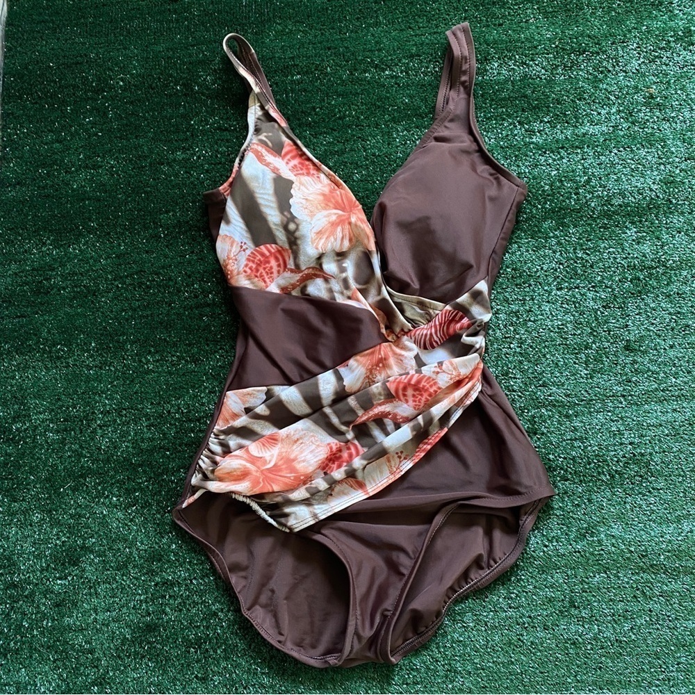 Shape Detector by Carol Wior One Piece Bathing Suit Tummy Control Size 10